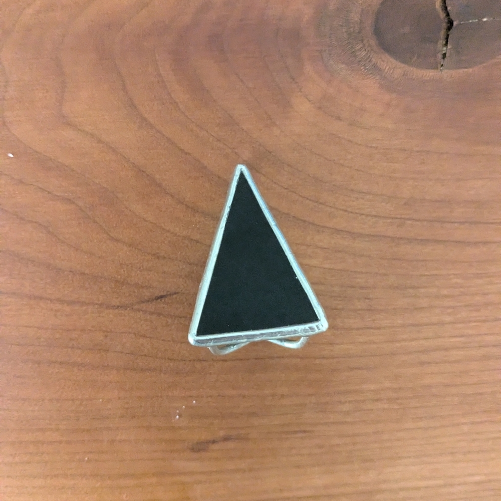 Black Glass Triangle Statement Ring - image 5